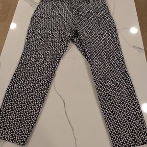 GAP Navy and White Slim City Crop Patterned Trousers